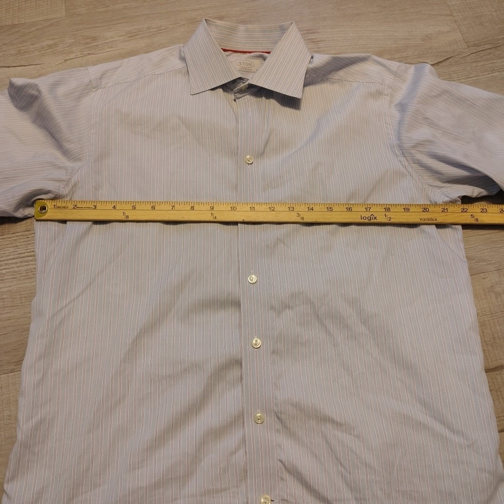 eton contemporary 16.5 42 Dress Shirt‎ Long Sleeve Striped Light Blue  Oxford - Picture 4 of 7